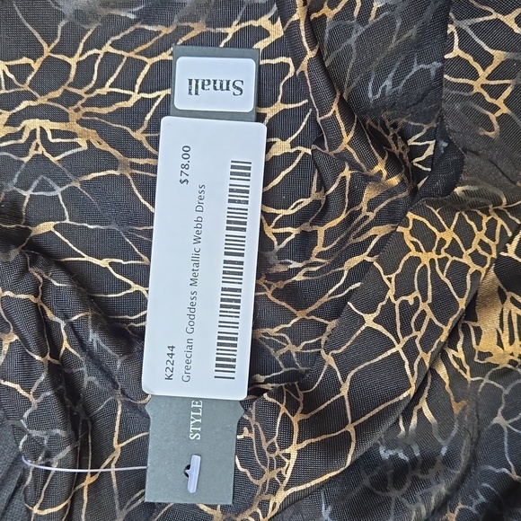 DO + BE Grecian Godess Metallic Web Dress-Small NWT - Picture 4 of 4